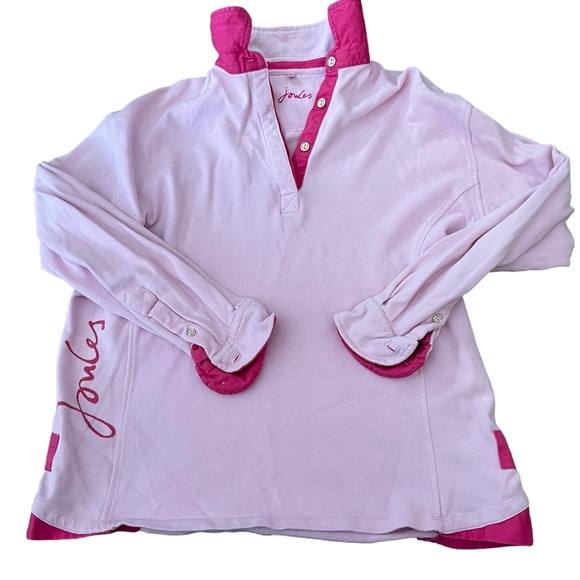 Joules Tops - Joules Womens Pink Pullover V Neck With Buttons Size Small UK Womens
